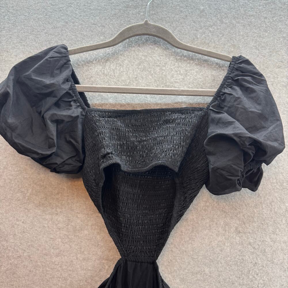 Princess Polly Amber Mini Black Puff Shoulder-Cut Out Dress- Women size 4 - Picture 7 of 8